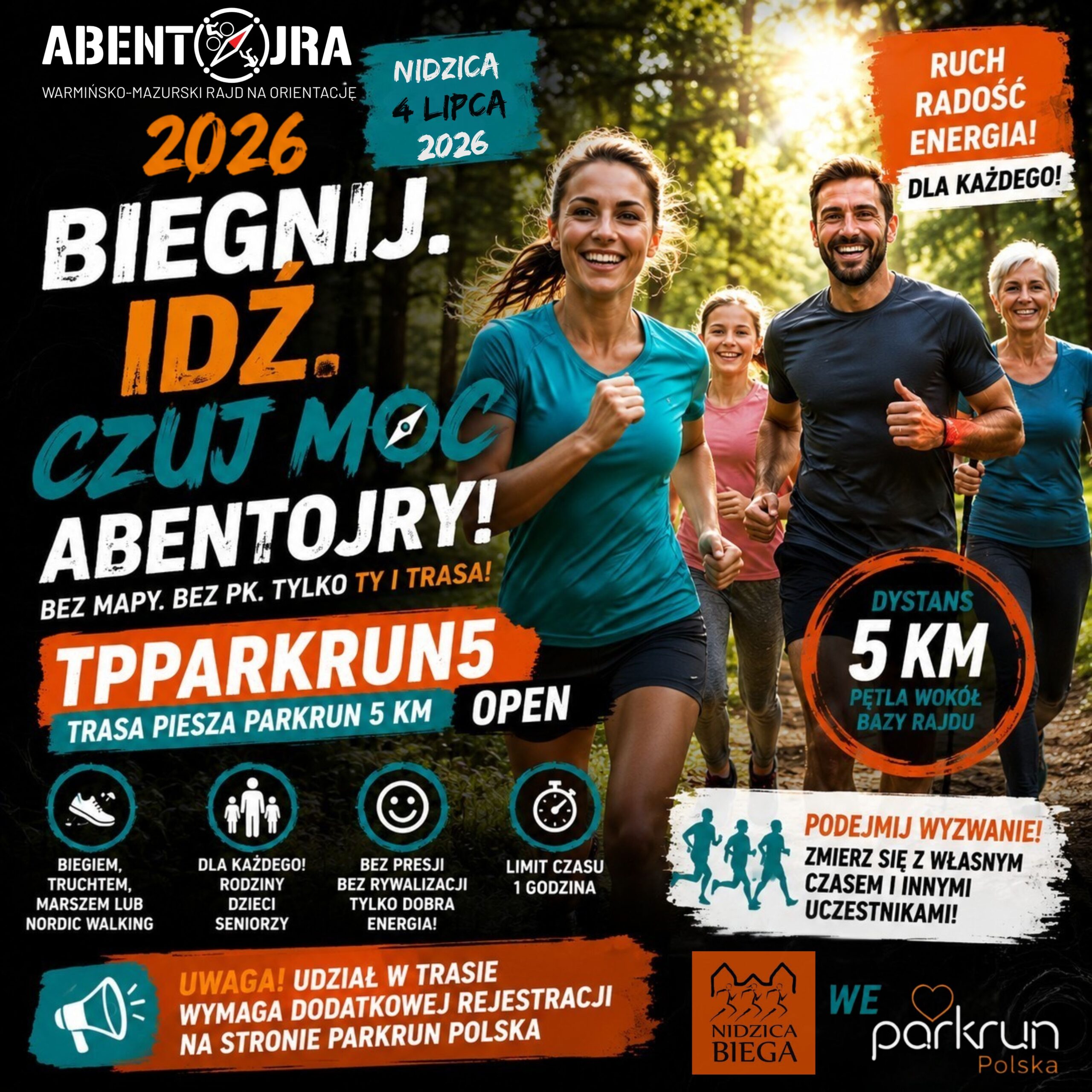 2026 RnO ABENTOJRA PARKRUN  – TRASA PIESZA BIEG/MARSZ/SPACER- 5KM